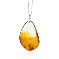 沐恩天然琥珀 精品天然花珀925银花珀吊坠 穿越之恋 PD1137(赠925银项链)