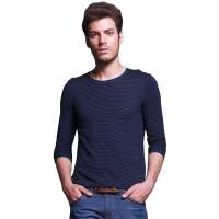 SPORTICA斯波帝卡潮商务系列中性美条纹圆领针织衫11161919 蓝黑条纹(M)