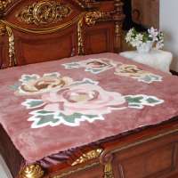奥林百逸雅100%羔羊毛床毯玫瑰情缘1.8M