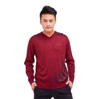 鄂尔多斯奥群12新款男款时尚休闲v领羊毛长袖T恤203449紫红115