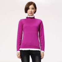 唐狮 女高领撞边T恤衫11042102010340903(玫红S)