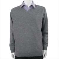 海尔曼斯男士V领长袖羊毛衫B166D41深灰L