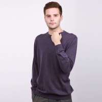 海尔曼斯男士低圆领长袖羊毛衫Y191D20紫灰XL