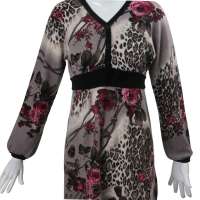 海尔曼斯女式提花长袖中长羊绒衫B979D71提花深红XXXL