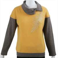 海尔曼斯女士翻领假两件羊绒衫B058D74玉黄XXXXL