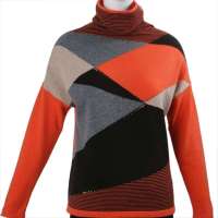 海尔曼斯女士堆堆领修身羊绒衫A2A3B73红橙XL