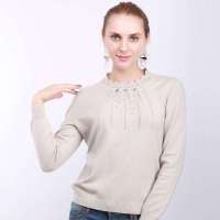 海尔曼斯女士圆领木耳边羊绒衫A2E3B72浅灰XXXL