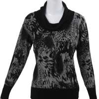 海尔曼斯女士堆堆领长袖羊毛衫B904B23提花灰XXXL