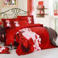 维科高档婚庆印花四件套梦中情人红1.5米床KV5T4-4TX02