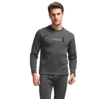 浪莎男士横条动感植绒保暖内衣套装深麻灰(XXL)R29037