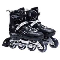 天鹅/SOFT铆钉铝架锁码式可调轮滑鞋TE-771A黑色S(31-34)