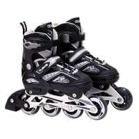 天鹅/SOFT缝头铝架按钮式可调轮滑鞋TE-781-4B(全闪)黑色S(31-34)偏大一码