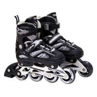 天鹅/SOFT缝头铝架按钮式可调轮滑鞋TE-781-4B(全闪)黑色M(35-38)偏大一码