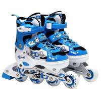 天鹅/SOFT缝头铝架按钮式可调溜冰鞋TE-203-1套装蓝色M(35-38)