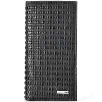 CROCODILE(鳄鱼恤)牛皮编织设计效果长款两折男钱包 时尚休闲男士实用钱包 15111051 黑色