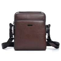 CROCODILE(鳄鱼恤)牛皮头层 时尚休闲树皮纹日字男士单肩斜跨男包11112068