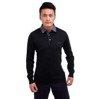 鄂尔多斯奥群12新款翻领纯色男套衫201661深灰105