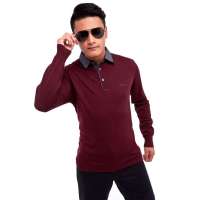 鄂尔多斯奥群12新款翻领纯色男套衫201661棕咖100