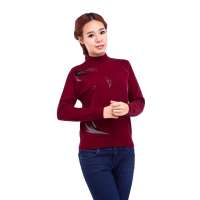 鄂尔多斯奥群女秋冬新款半高领百搭毛衣209773紫红110