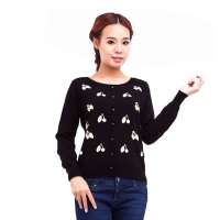 鄂尔多斯奥群女装中老年假开衫圆领毛衣209872黑色100