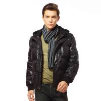 波司登12新款 正品羽绒服 男亮面时尚棉帽短款 B1201045B12056(B黑色)165/84A