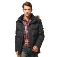 2012 秋冬新品 波司登 羽绒服正品 男经典脱卸帽中长款B120112312056H(黑色H)190/104A