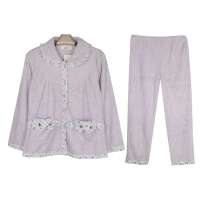 金丰田女士秋冬珊瑚绒家居服套装灰色(L)1790