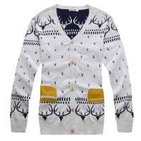  马克华菲 男士针织衫 V领开衫 7123407011093(灰色/L)