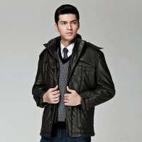 HODO红豆轩帝尼双层领仿皮棉衣DGGM4ADFQ12(Y12咖啡185/100A)