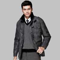 HODO红豆轩帝尼男士毛领棉衣立领棉夹克外套DGGM4ADCT02(G04军绿185/100A)