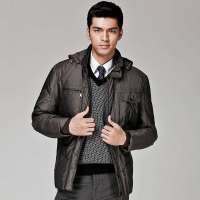 HODO红豆轩帝尼男士连帽羽绒服外套DGGM4AKHD06(Y09土黄185/100A)