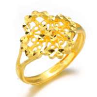 萃华金店 黄金(千足金)花丝四叶草戒指 活口 (4.76克)