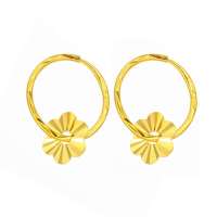 萃华金店 千足金黄金精品耳环 花瓣款耳环 3.45g