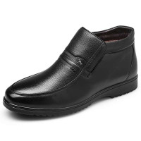 红蜻蜓时尚商务正装休闲柔软舒适短毛绒男棉鞋WTD23821,黑色,40码