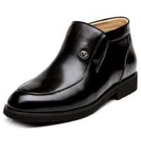 红蜻蜓真皮男棉鞋商务休闲保暖皮鞋WTD24531,黑色,40码