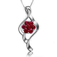 伊士蔓白18k金红宝石吊坠项链缅甸天然红宝石音符