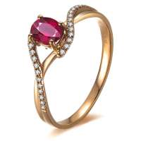 伊士蔓18K玫瑰金天然缅甸红宝石戒指遇见美好