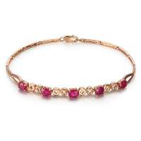 伊士蔓18k玫瑰金红宝石手镯手链无微的爱