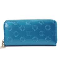 柏雅图时尚牛皮漆皮钱包卡包70221蓝色