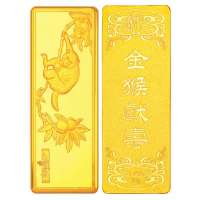 金叶珠宝千足金金条吉祥金十二生肖 猴30g
