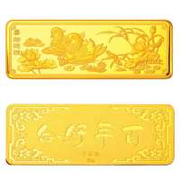 金叶珠宝千足金金条百年好合20g