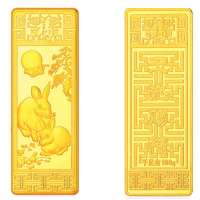 金叶珠宝千足金金条玉兔赐福100g