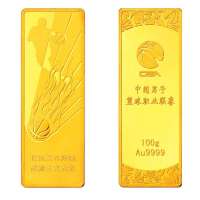 金叶珠宝千足金金条CBA纪念金条100g