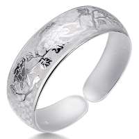 金叶珠宝千足银十二花神手镯芙蓉花