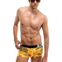 23MEN爱杉士男士莫代尔透气英伦时尚印花内裤黄色(L)PA218