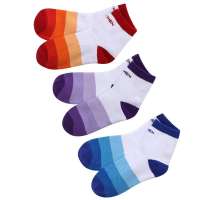 23MEN爱杉士男女纯棉条纹加厚中筒毛巾袜子(3双装)紫色、蓝色、红色(均码)WZT09T