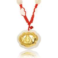 诺曼诺兰金镶玉999千足纯金镶天然翡翠A货吊坠佛赐富贵