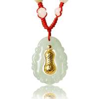 诺曼诺兰金镶玉999千足纯金镶天然翡翠A货吊坠长生果