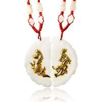 诺曼诺兰金镶玉999千足纯金镶天然翡翠A货吊坠龙凤呈祥