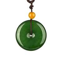 御灵珠宝 和田玉 碧玉平安扣 菠菜绿圆润饱满 01021000006